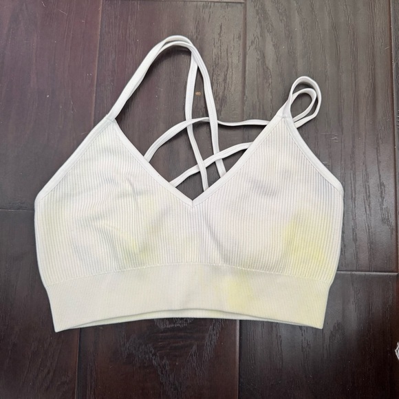 Aerie White and yellow Ribbed Women's Bralette pastel M - Picture 2 of 5